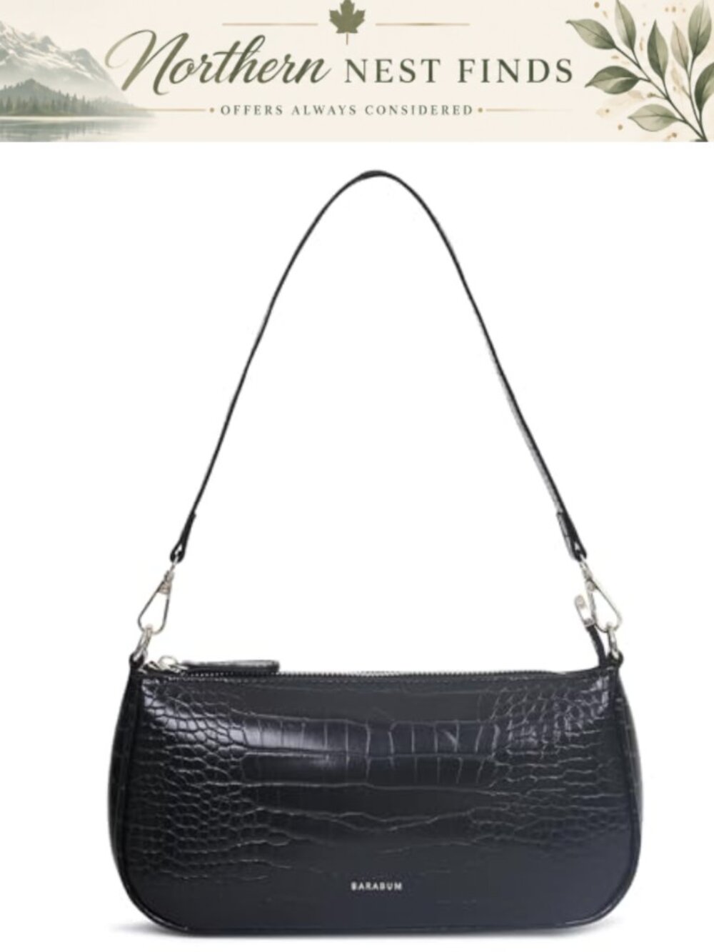 Crocodile Pattern PU Clutch Shoulder Tote Zipper Closure Purse for Women